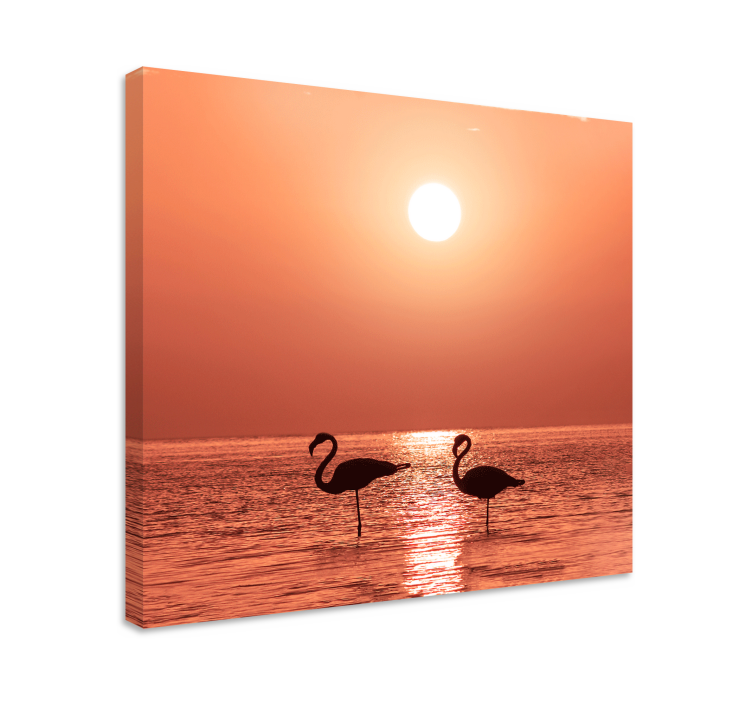 Quadro decorativo para sala Belo flamingo com pôr do sol - TenStickers