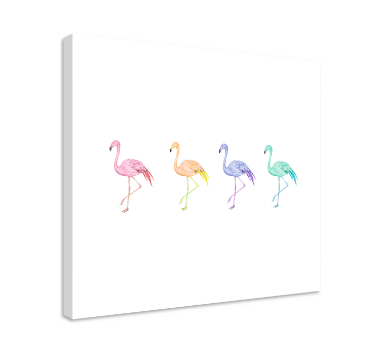 Quadro decorativo para sala Flamingos sem costura coloridos - TenStickers