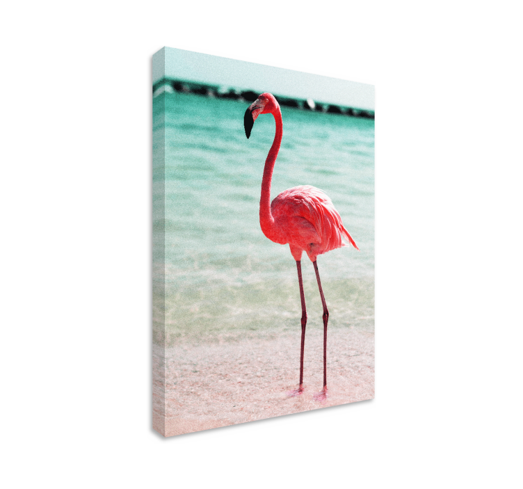 Quadro sala casamento Flamingos fofos na praia - TenStickers