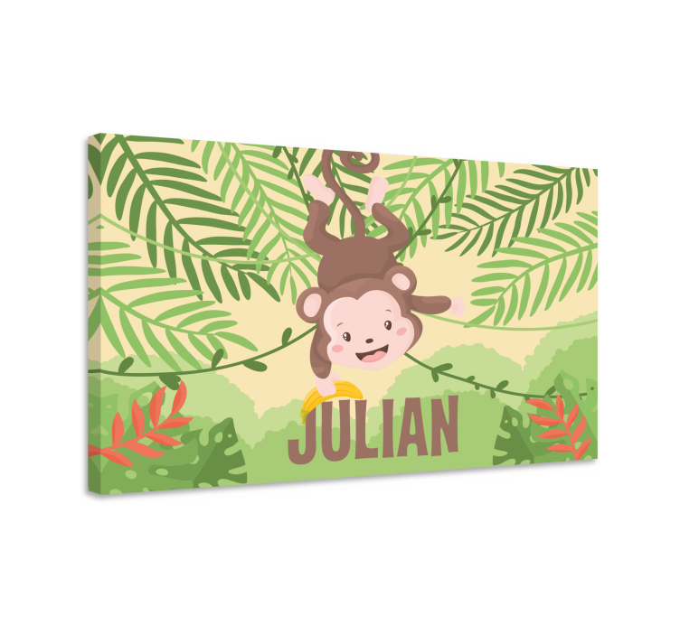 Quadro animais Bebê macaco pendurado no galho - TenStickers