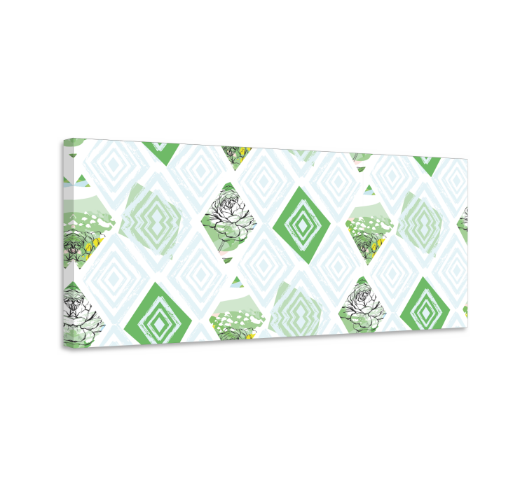 Quadro de flores com padrão geométrico de suculentas - TenStickers