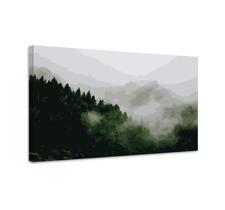 Quadro de paisagem floresta das montanhas nebulosas - TenStickers