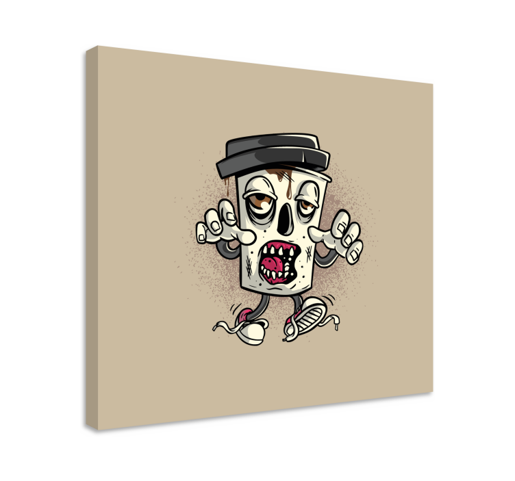 Quadro moderno Personagem de graffiti de zumbi de café - TenStickers