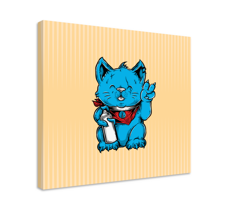 Quadro moderno Gato de desenho animado com brinco - TenStickers