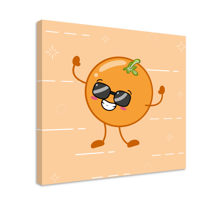 Quadro moderno Desenho animado laranja fofo e sorridente - TenStickers