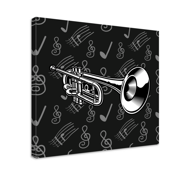 Quadro de música Ilustração de trompete preto e branco - TenStickers