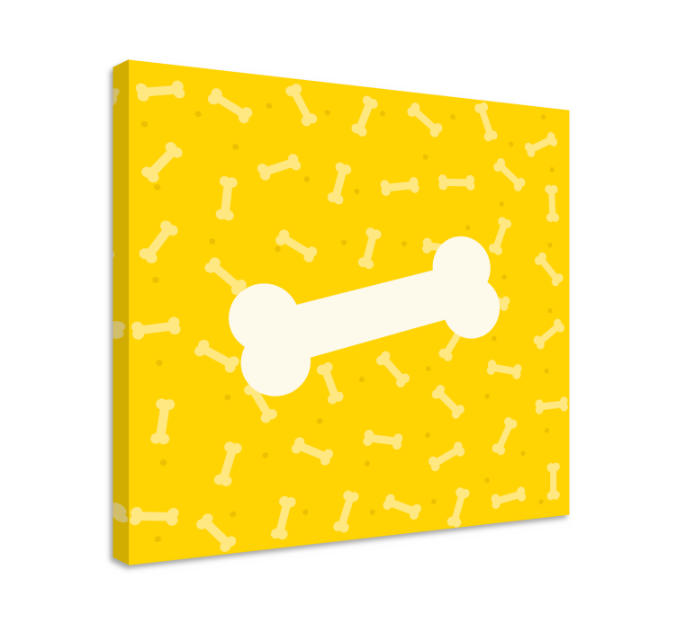 Quadro de cães Osso de cão com fundo amarelo fofo - TenStickers