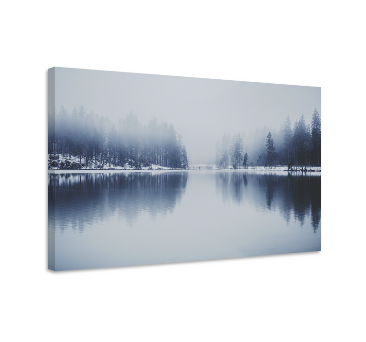 Quadro de paisagem reflexo da floresta nebulosa - TenStickers