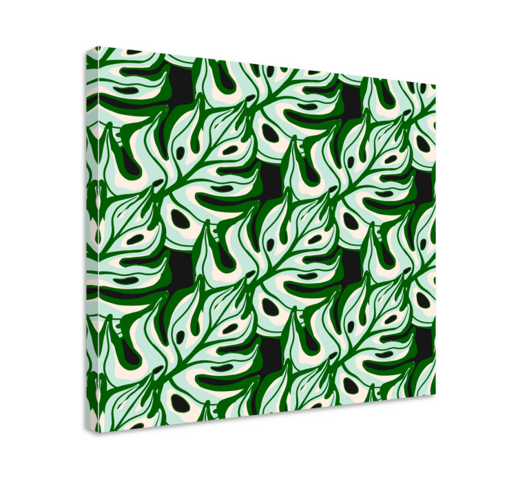 Quadro de flores com padrão de folha de monstera - TenStickers