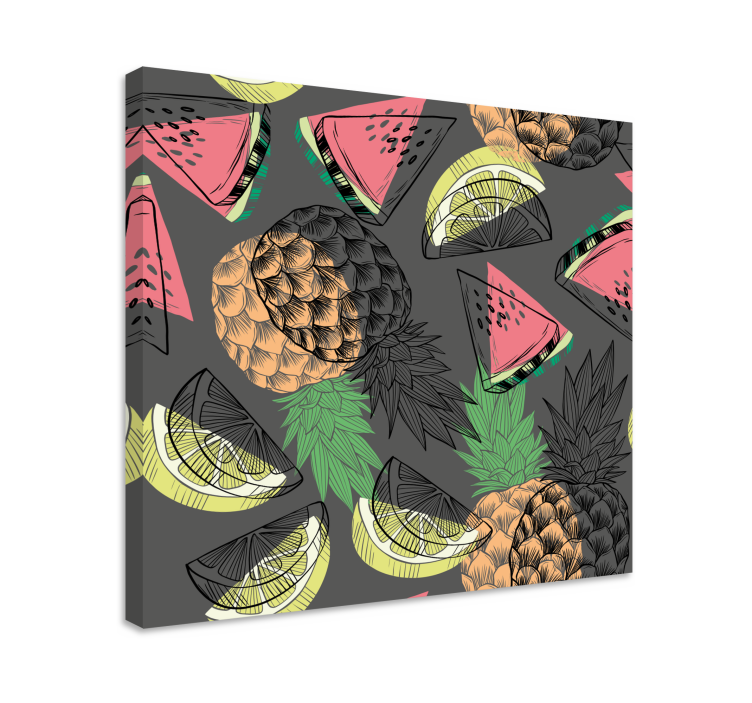 Quadro decorativo de vinícola com motivo abacaxi tropical - TenStickers