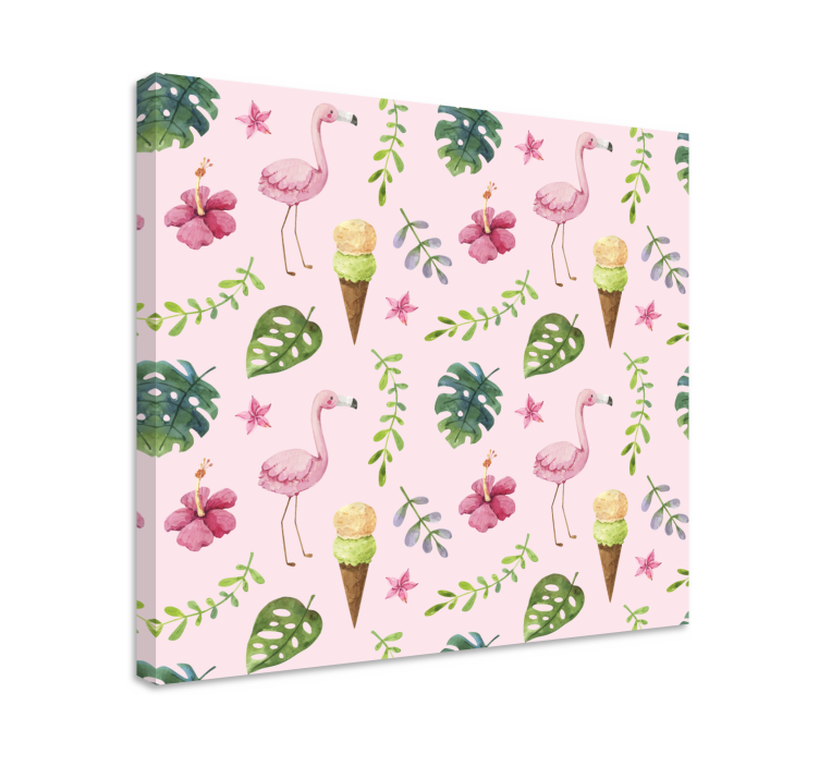 Quadro decorativo mosaico flamingos e sorvete - TenStickers