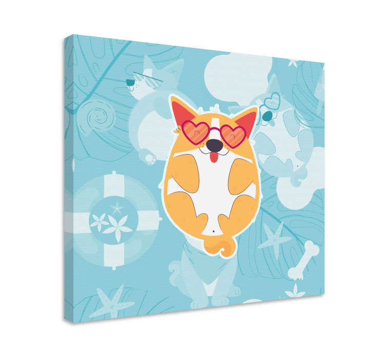 Quadro de cães corgi encantador relaxando - TenStickers