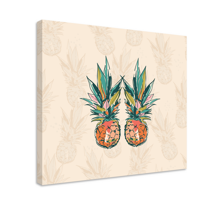 Quadro decorativo de vinícola duo de abacaxi tropical - TenStickers