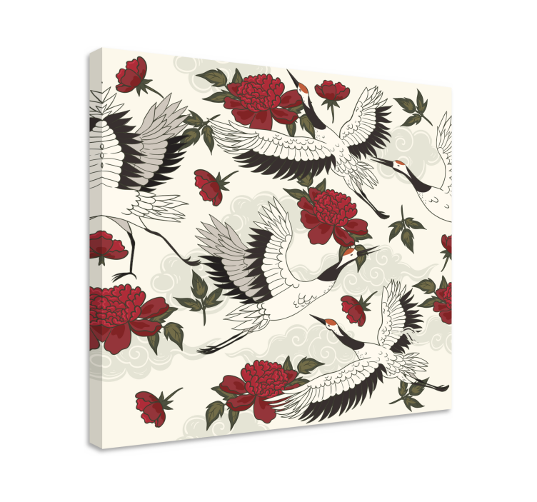 Quadro de flores Padrão de pássaros em tons de terra calmantes - TenStickers