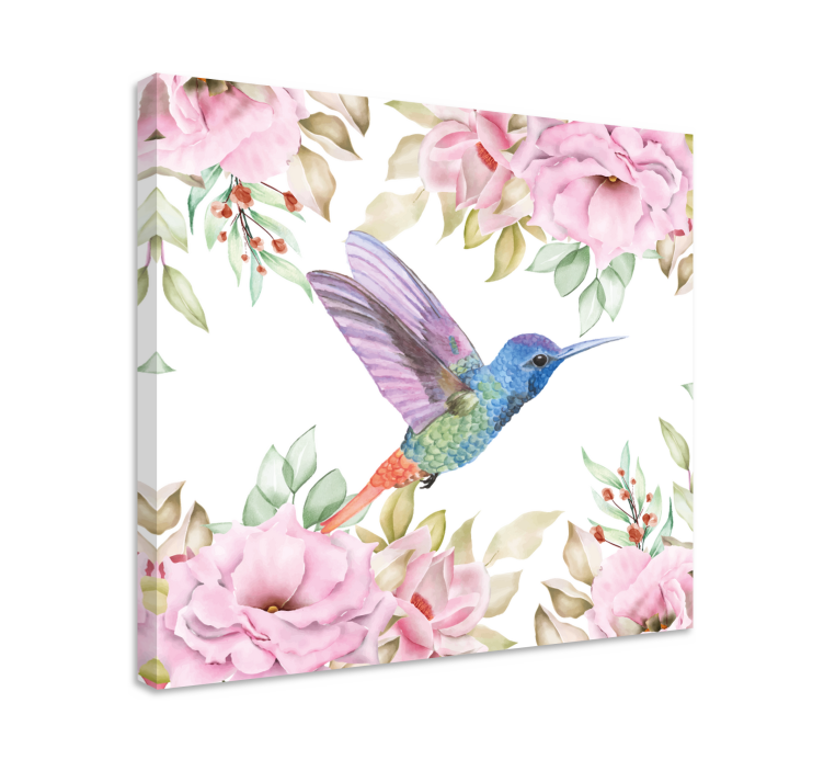 Quadro de pássaros beija-flor entre rosas - TenStickers