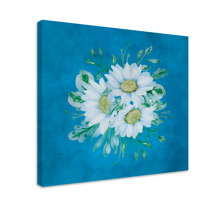 Quadro de flores Flores brancas em fundo azul - TenStickers