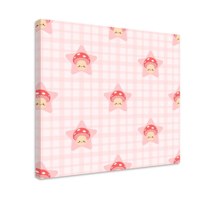Quadro de plantas Padrão de cogumelos rosa fofos - TenStickers