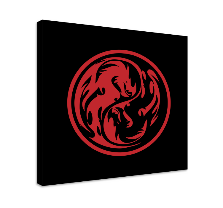 Quadro para quarto Dragão preto e vermelho yin yang - TenStickers