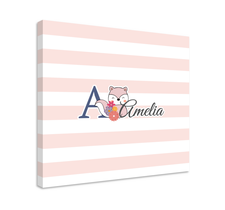 Quadro para bebê Animais fofos esquilo com nome - TenStickers