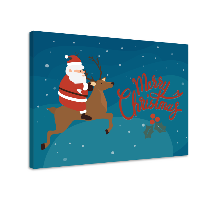 Quadro de natal Papai noel com desenho de renas - TenStickers