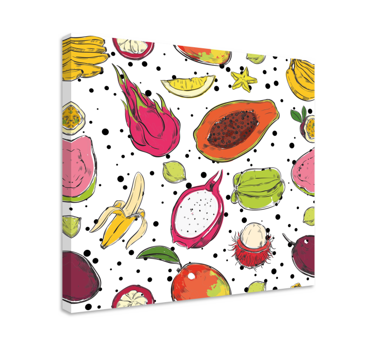 Quadro Decorativo de vinícola padrão de frutas exóticas - TenStickers