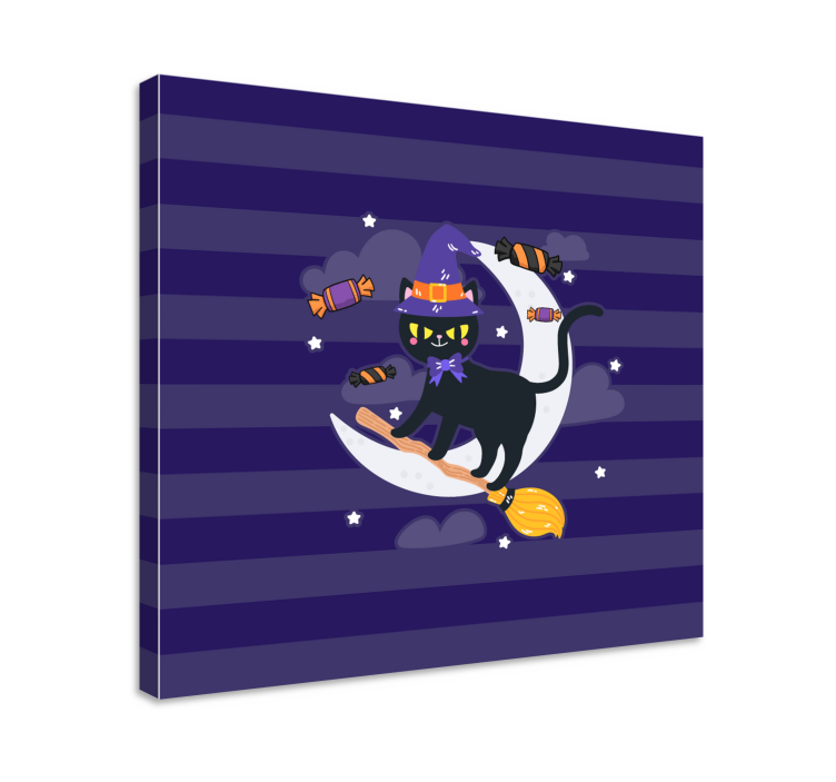 Quadro com gatos bruxa de gato preto - TenStickers