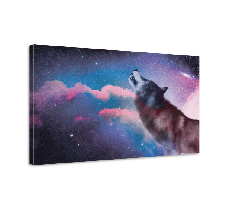 Quadro moderno Lobo branco uivando para as estrelas - TenStickers