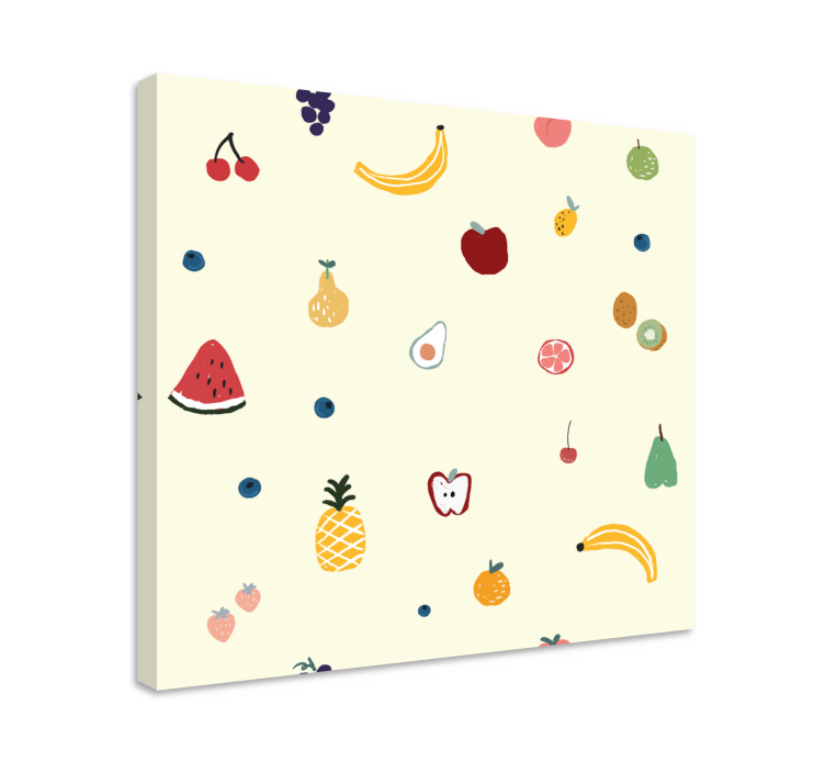 Quadro decorativo de vinícola frutas coloridas espalhadas - TenStickers
