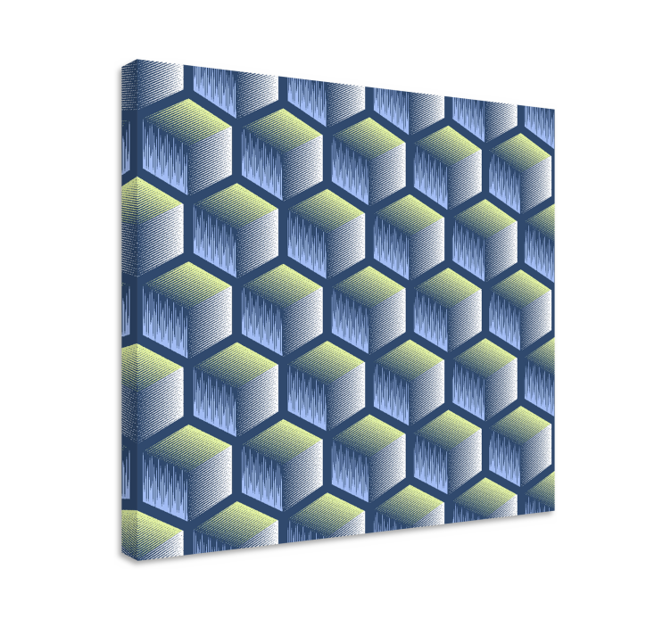 Quadro de figuras geométricas padrão de cubo hexagonal - TenStickers