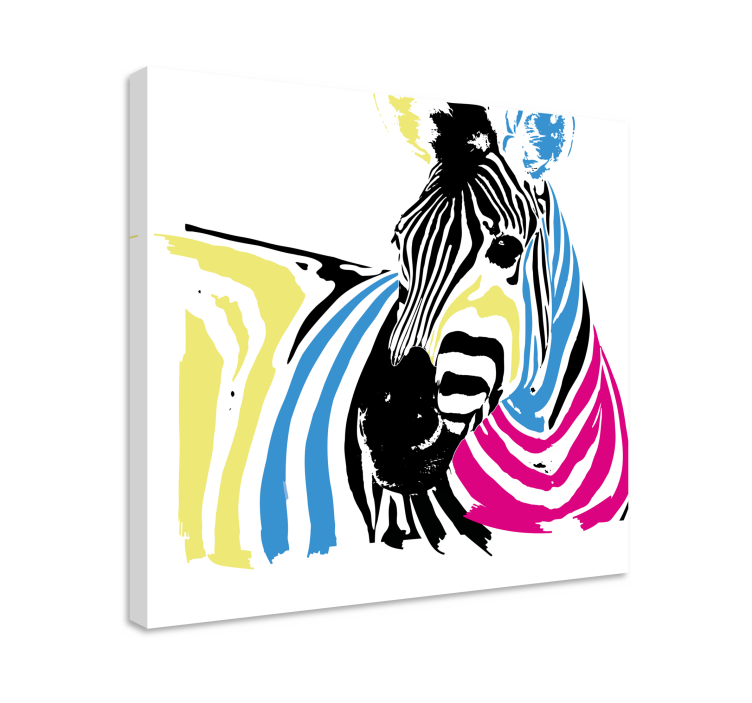 Quadro animais zebra com listras vibrantes - TenStickers