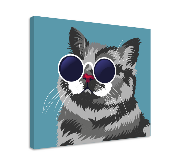 Quadro moderno Pintura engraçada de um gato cinza - TenStickers