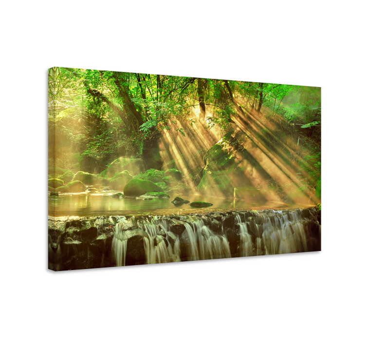 Quadro de paisagem rio da floresta iluminado - TenStickers