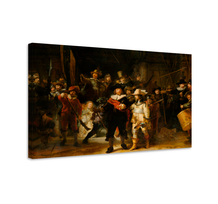 Quadro de arte a Noite de Rembrandt é uma pintura a óleo famosa d - TenStickers
