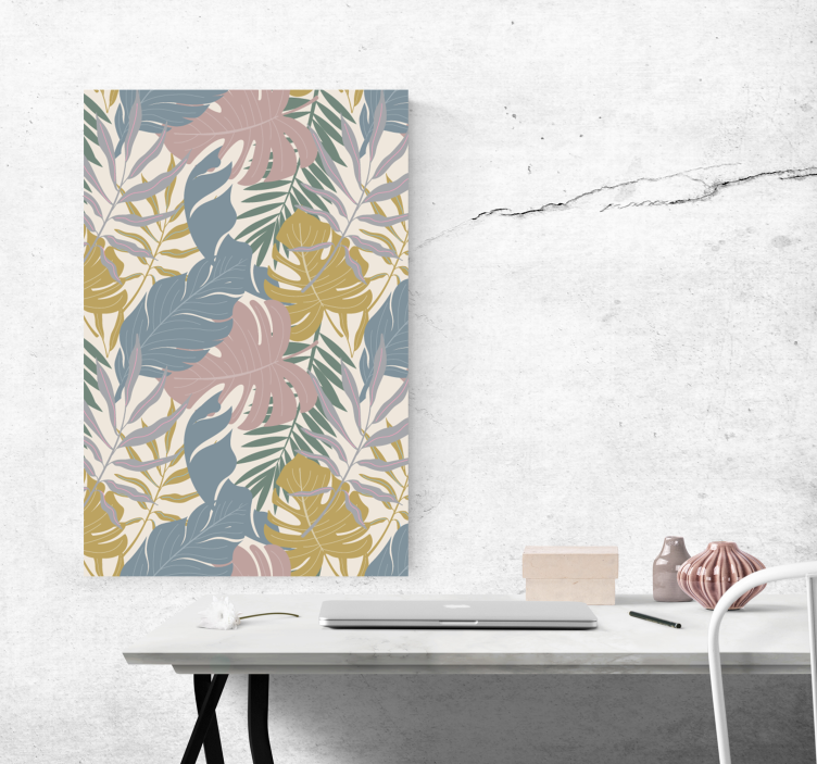 Quadro de flores padrões de folhas tropicais - TenStickers