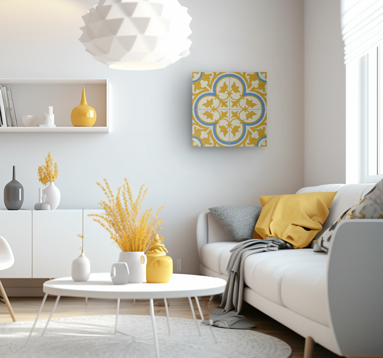 Quadro vintage azulejo hidráulico amarelo - TenStickers