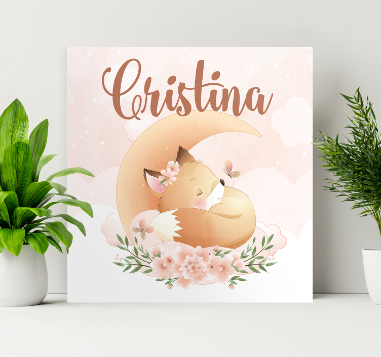 Quadro com nome Raposa fofa para menina com nome - TenStickers