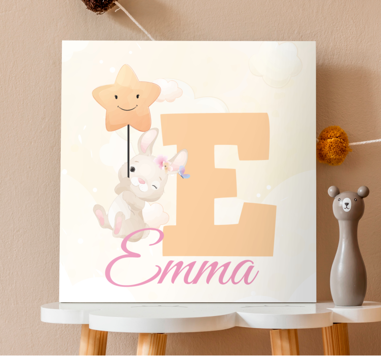 Quadro 3d coelho feliz segurando estrela - TenStickers