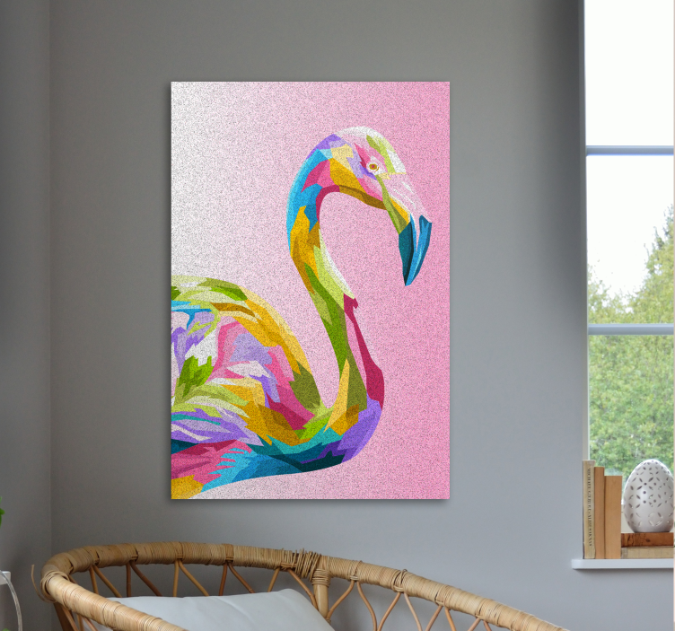 Quadro animais perfil de flamingo colorido - TenStickers