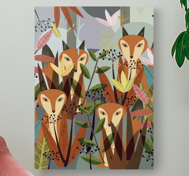 Quadro animais raposas na floresta - TenStickers