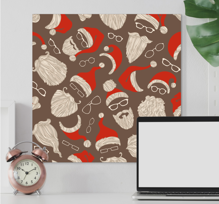 Quadro animais rostos festivos de papai noel - TenStickers