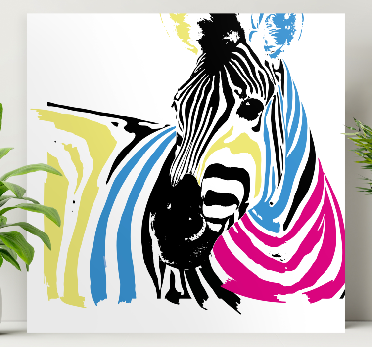 Quadro animais zebra com listras vibrantes - TenStickers