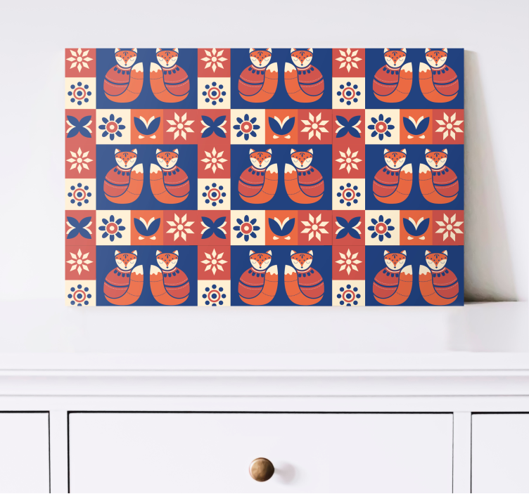 Quadro com gatos em padrão felino amigável - TenStickers