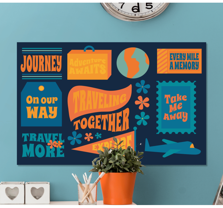 Quadro com letras aventura juntos em viagem - TenStickers