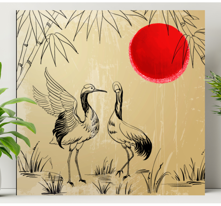 Quadro com mandala gruas e sol - TenStickers