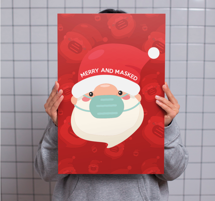Quadro com o abecedário do papai noel feliz de máscara - TenStickers