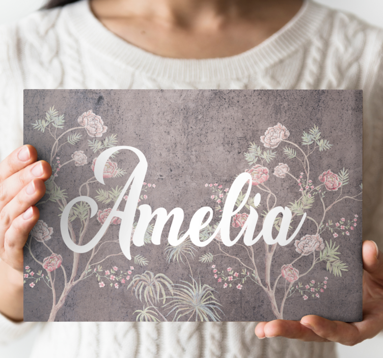 Quadro de flores design floral com nome - TenStickers