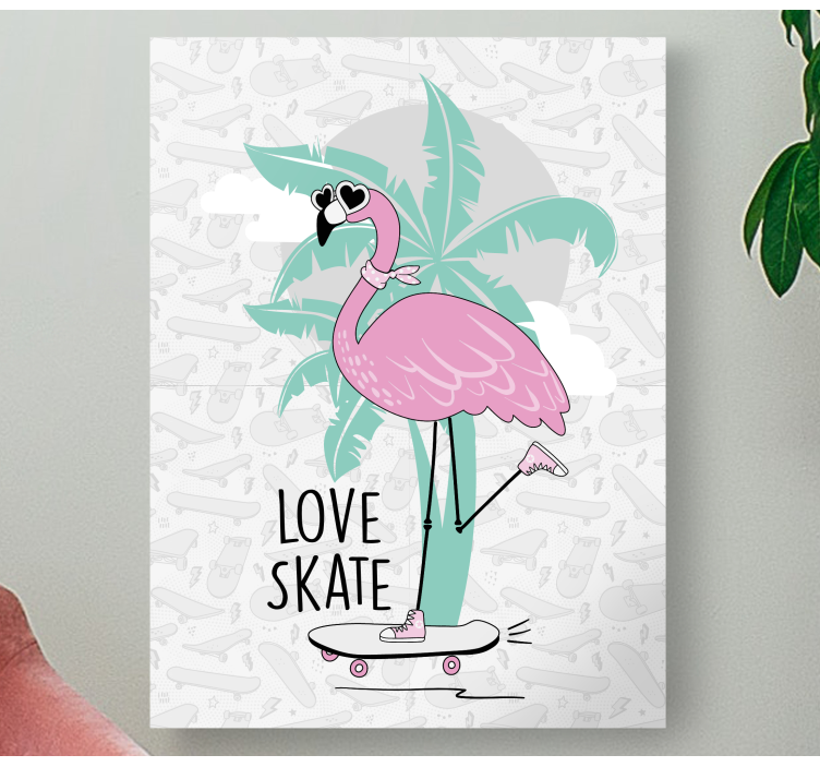 Quadro animais Mão desenhada flamingos patinando - TenStickers