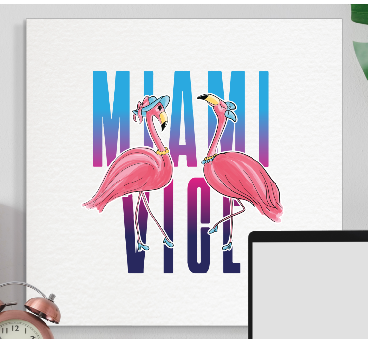Quadro animais produtomiami vice flamingo - TenStickers