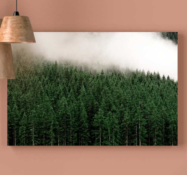 Quadro de árvores floresta verdejante nebulosa - TenStickers