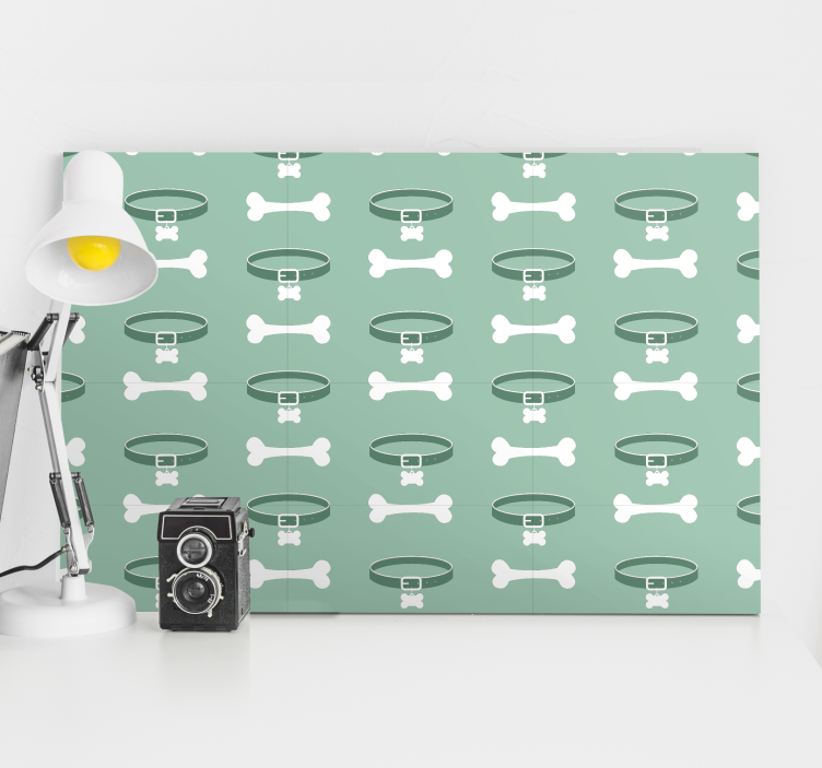 Quadro de cães com padrão de ossinhos e coleiras - TenStickers